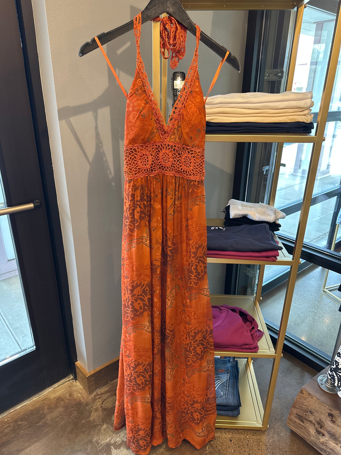 Sue Wong Long Burnt Orange Dress