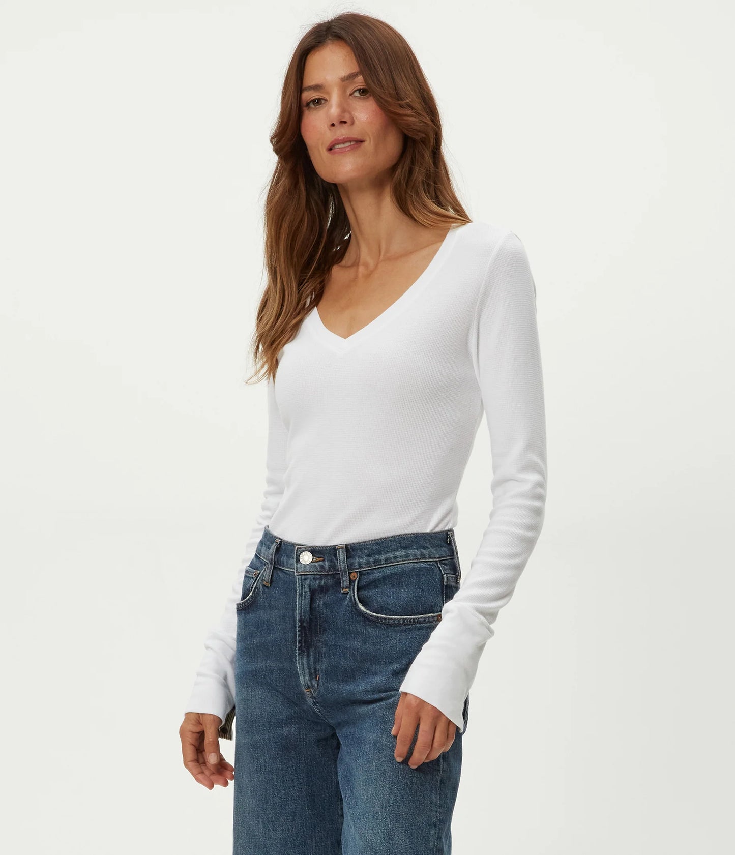 Michael Stars Dinah V Neck w/Snap Wrist
