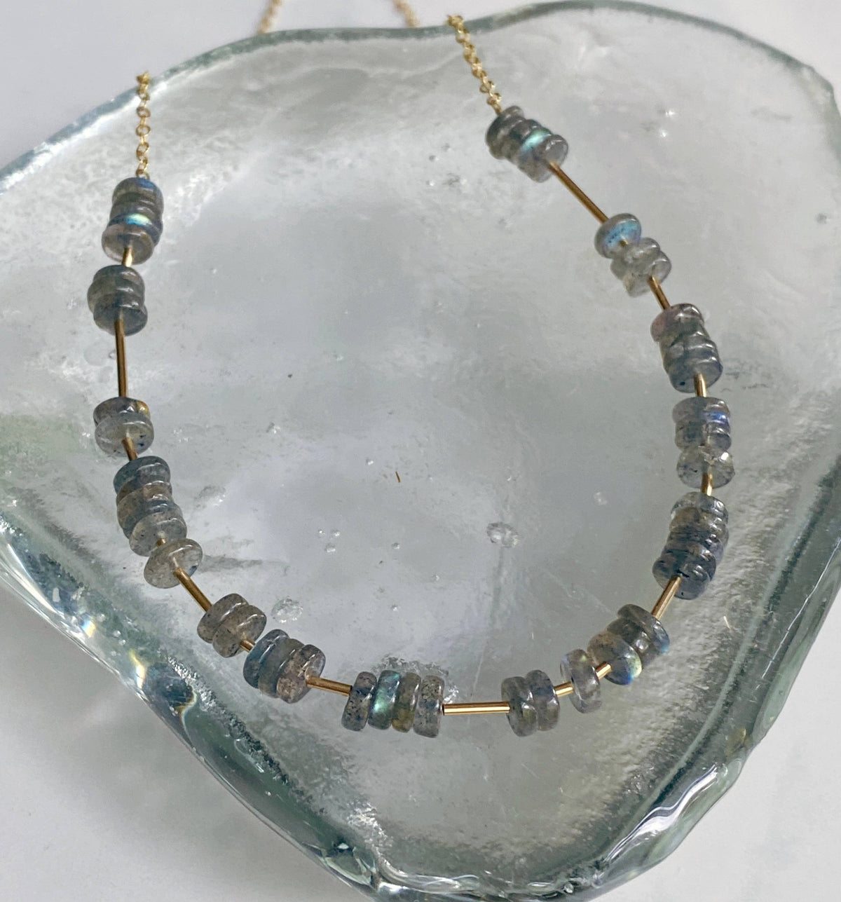 Labradorite heishi adjustable choker
