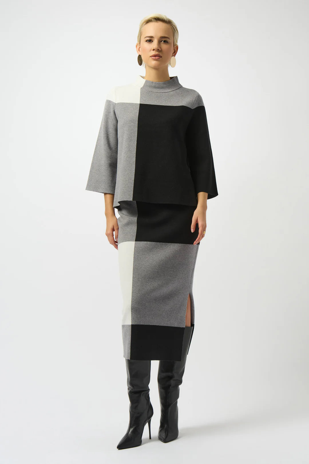 Joseph Ribkoff Color Block Midi Skirt