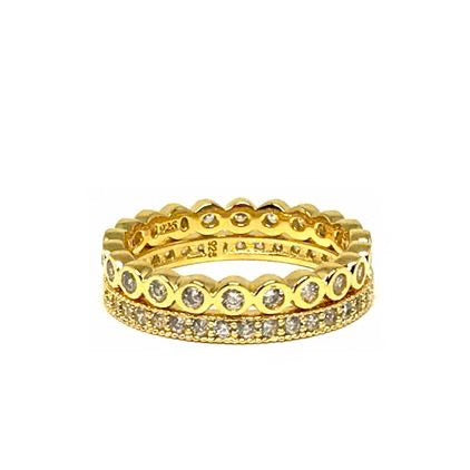 Athena Double Stack Gold Vermeil Crystal Rings