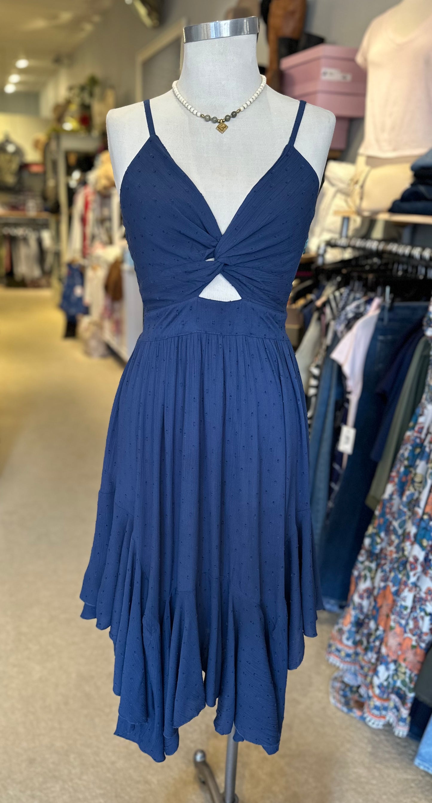 Angie Navy Ruffle Midi