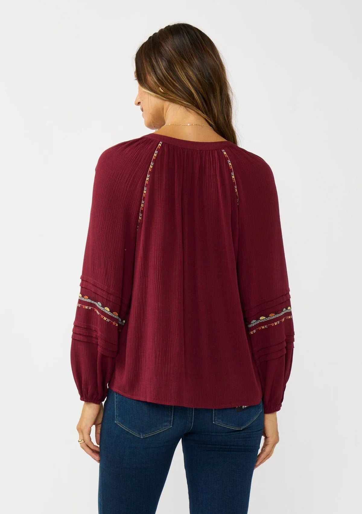 Lovestitch Embroidered Blouse Burgundy
