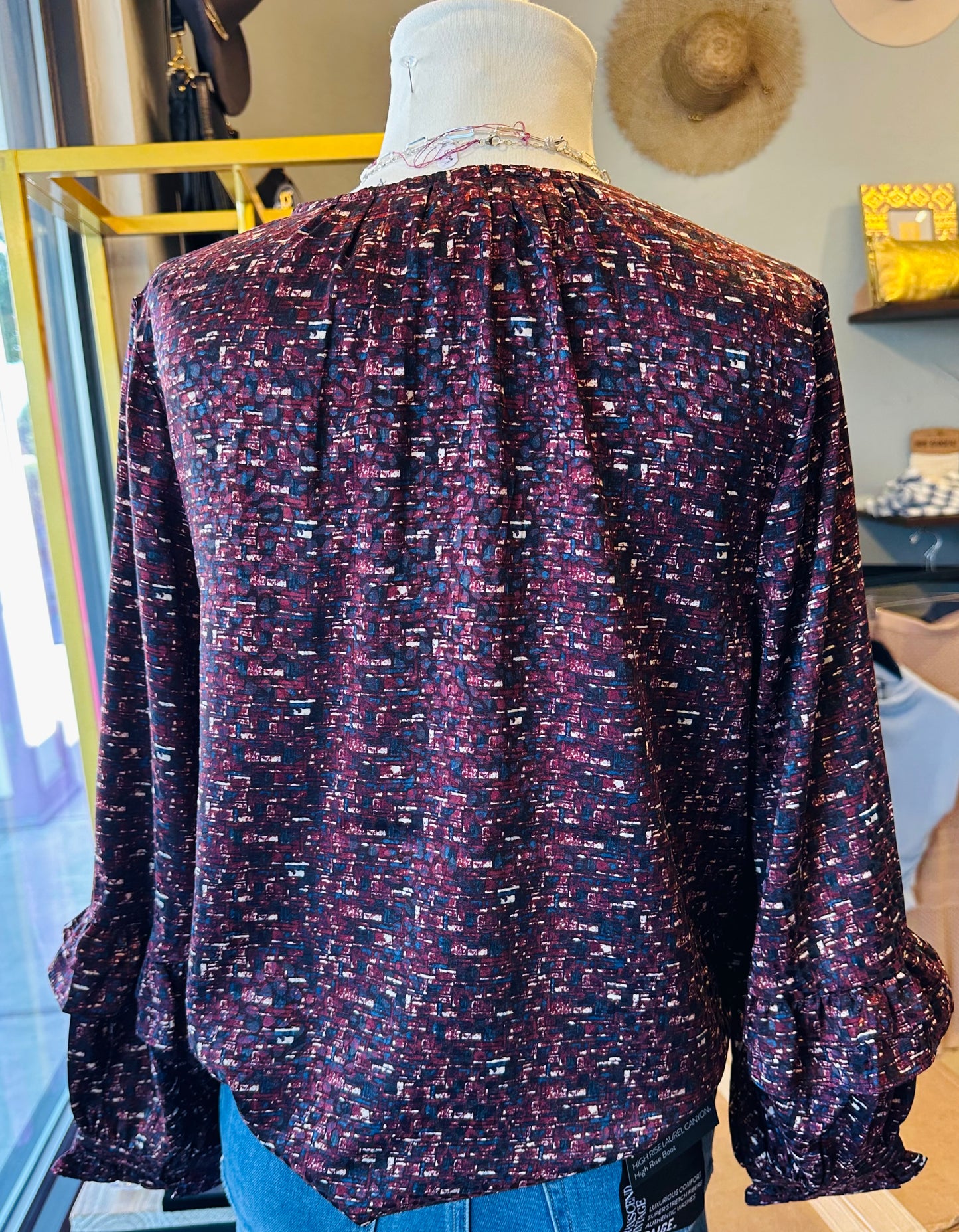 Liverpool Burgundy Multi Woven Blouse