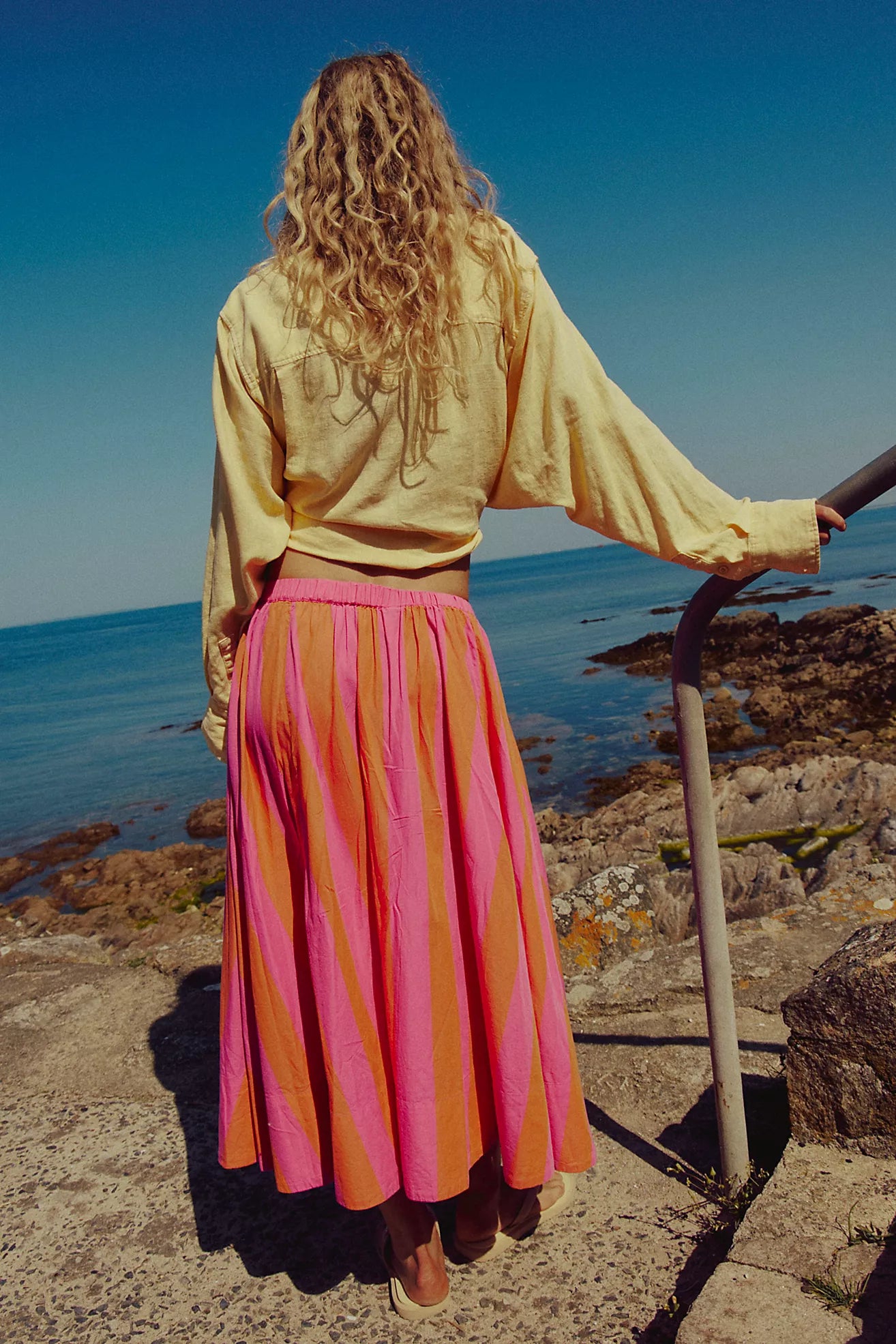 Free People Lowen Striped Midi Skirt