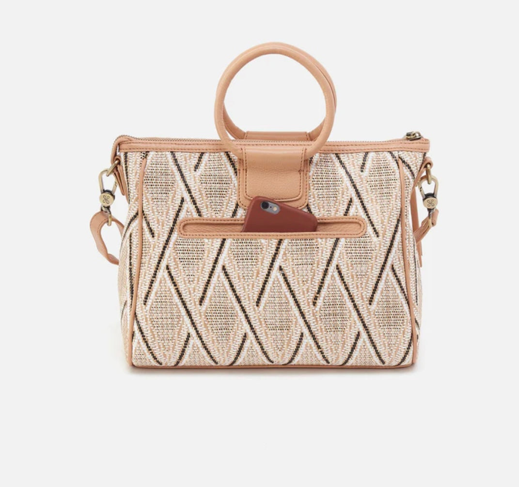 Hobo Sheila Medium Satchel Cream Raffia