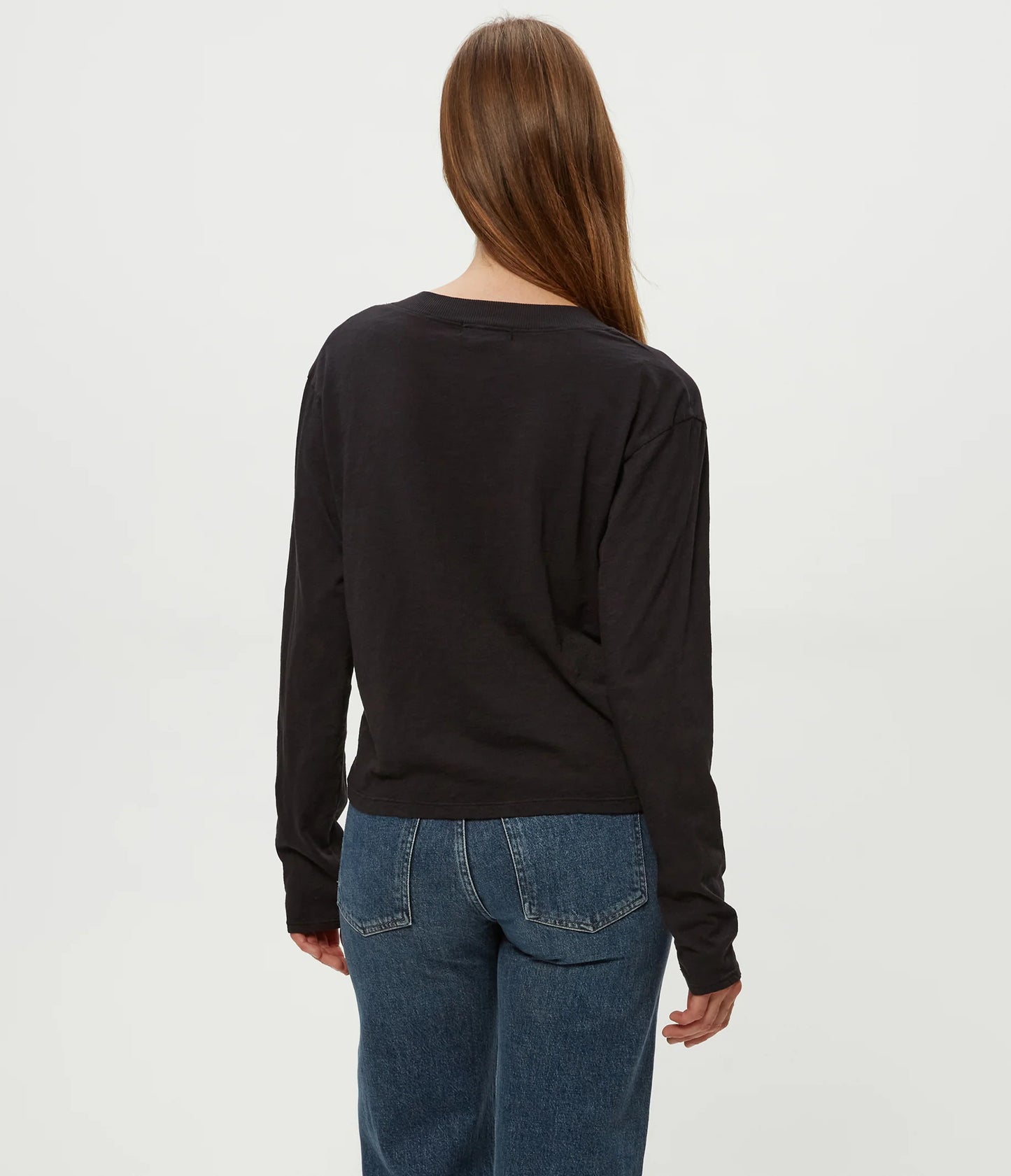 Michael Stars Brea Cropped L/S V-Neck Tee