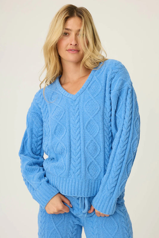 Pj Salvage Cable Knit V Neck Sweater
