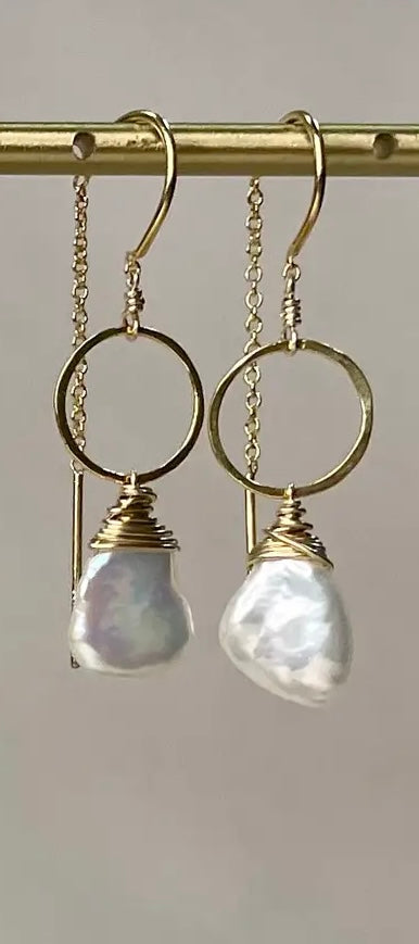 Elysium Jewelry Pearl Threader Earrings