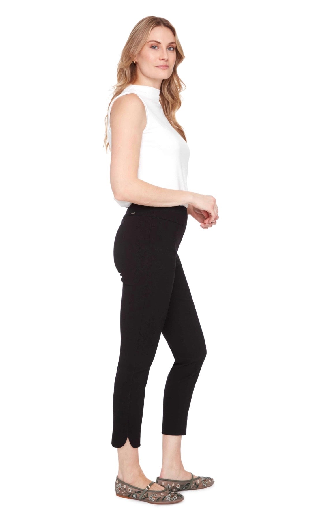 UP! Petal Slit Ankle Pant Black