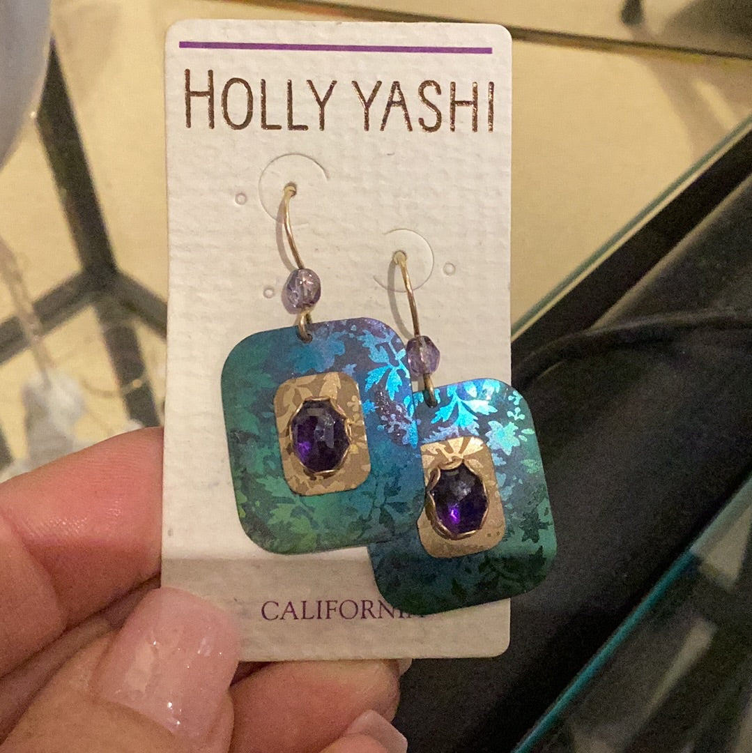 Misc. Earrings Turquoise & Purple Stone