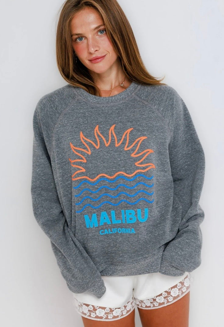 Sunny Somewhere Malibu Sunrise- Raglan Crew
