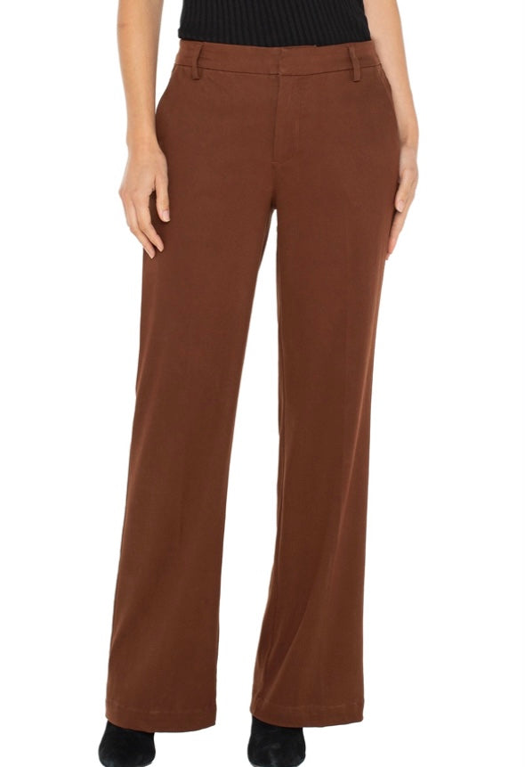 Liverpool High Rise Wide Leg Kelsey Trouser Saddle Brown