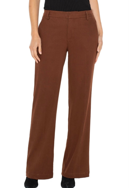 Liverpool High Rise Wide Leg Kelsey Trouser Saddle Brown