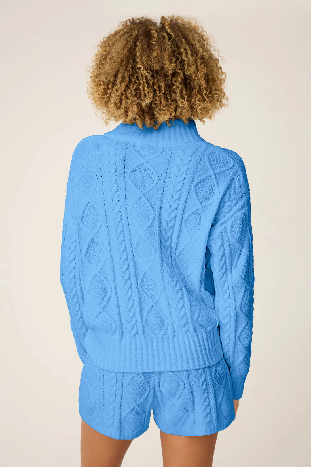 Pj Salvage Chenille Cable Knit Quarter Zip Top