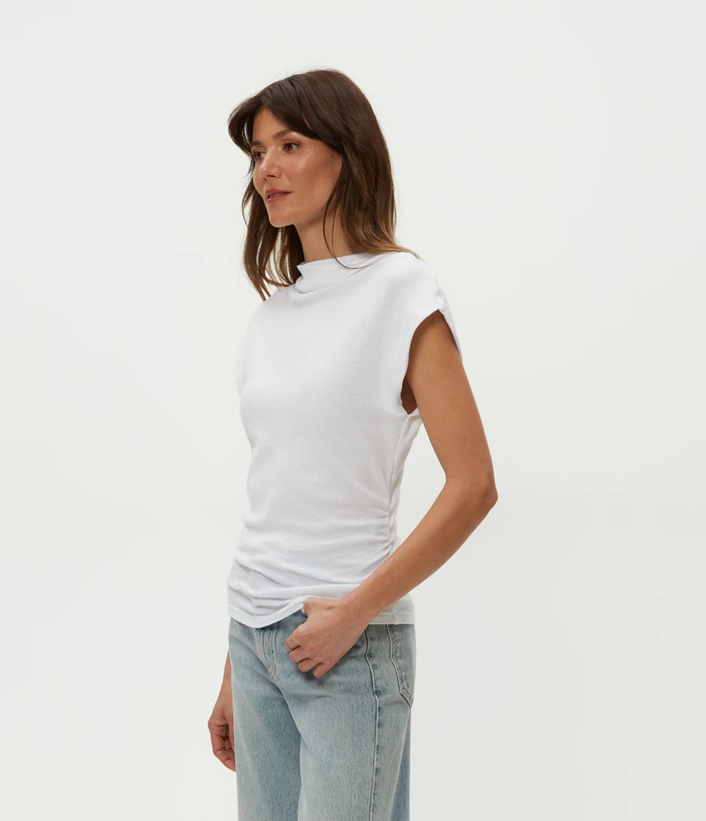 Michael Stars Reese Mock Neck Shine Top