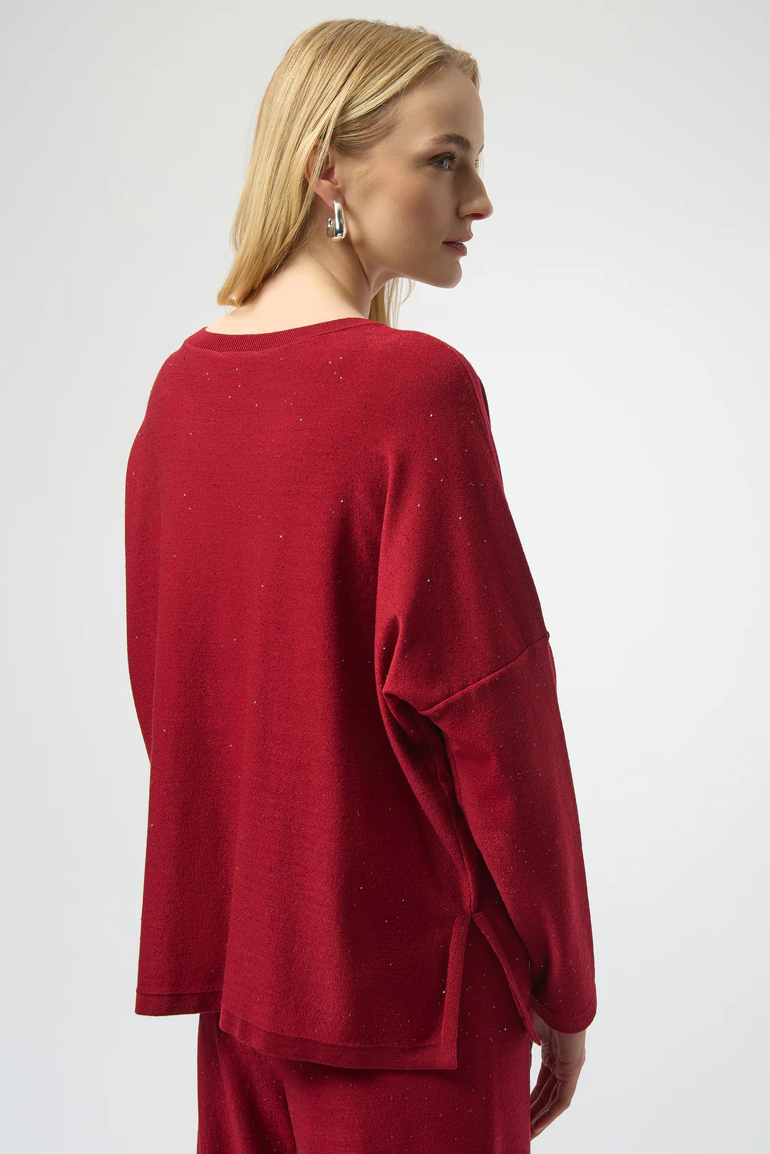 Joseph Ribkoff Sequined Sweater-Deep Cherry