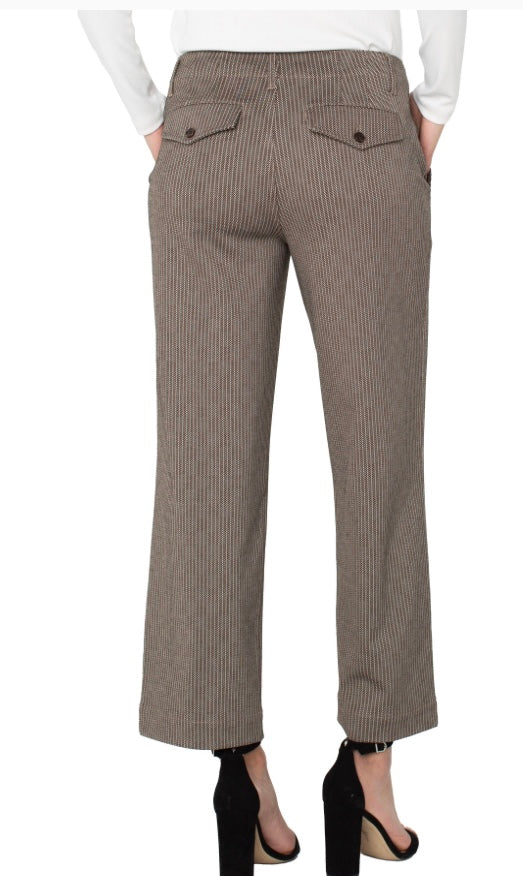 Liverpool Wide Leg Crop Trouser Camel Sand Stripe