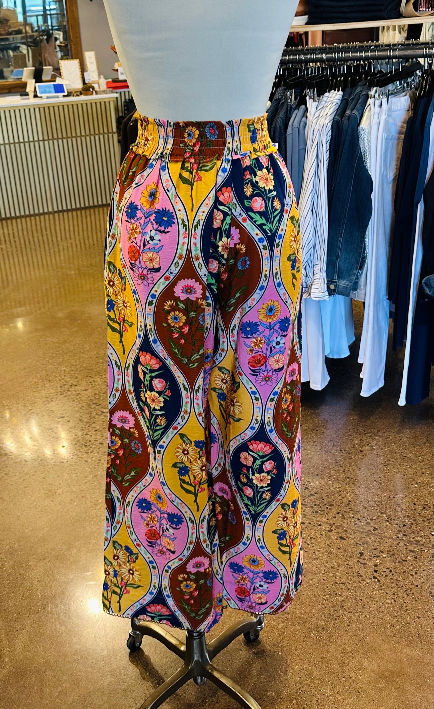 THML Wide Leg Cinched Floral Pant