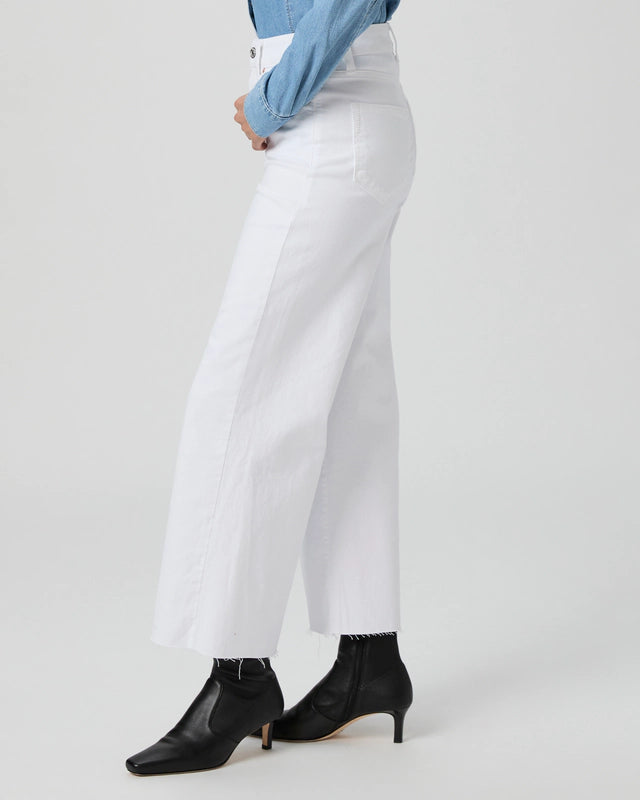 Paige Anessa Wide Leg Jean Raw Hem Crisp White