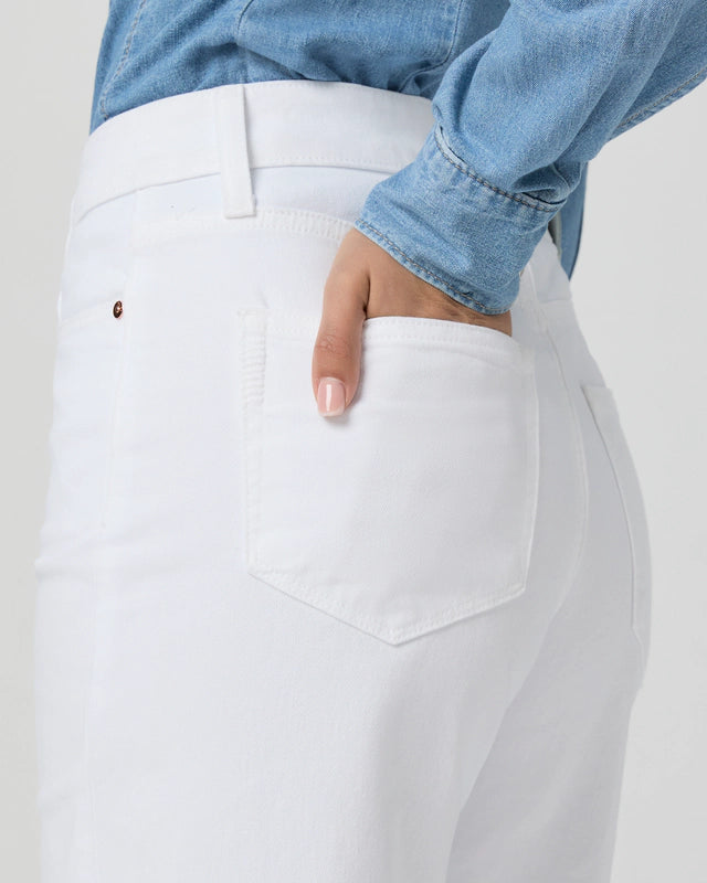Paige Anessa Wide Leg Jean Raw Hem Crisp White