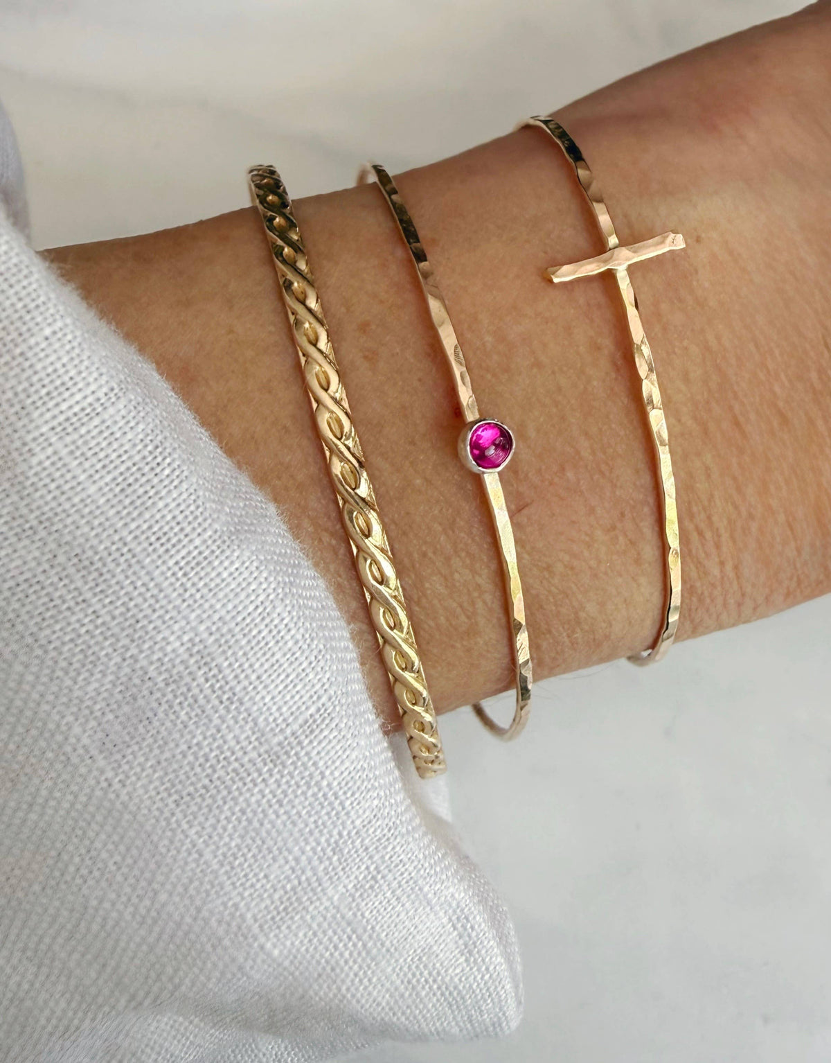 Modern cross cuff: 14kt gold fill