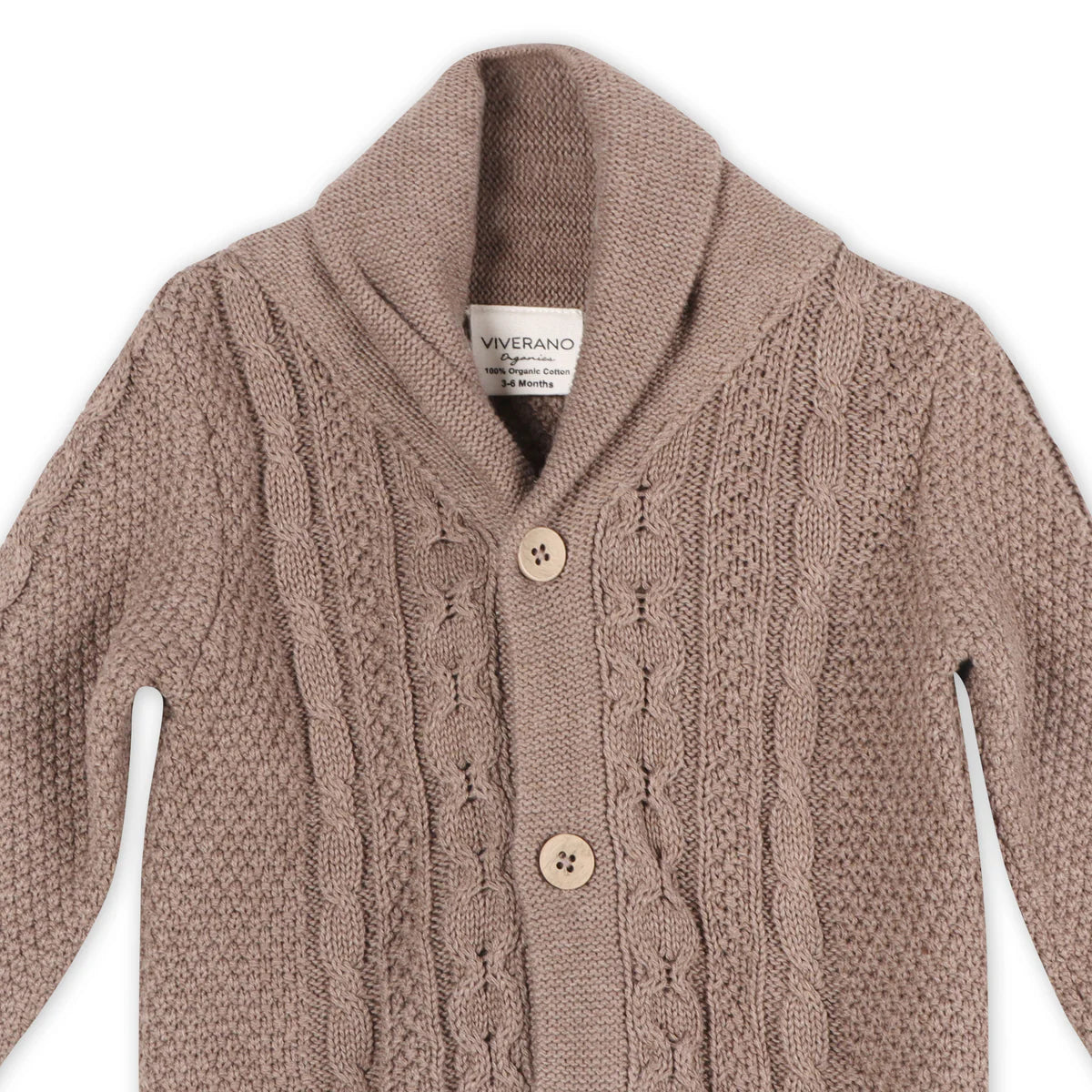 Viverano Organics Shawl Collar Cable Knit Baby Cardigan
