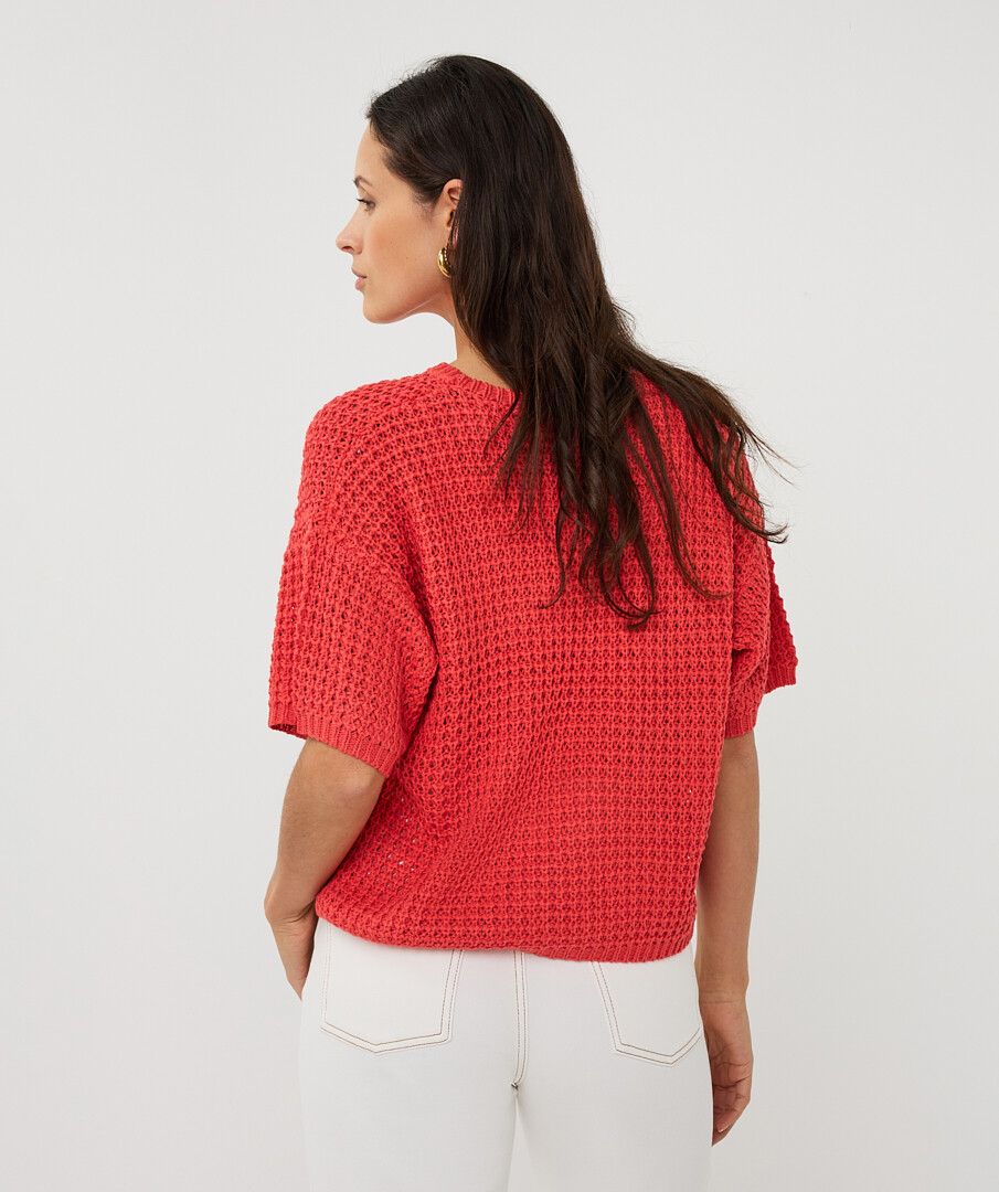 Esqualo Open Knit Short Sleeve Sweater