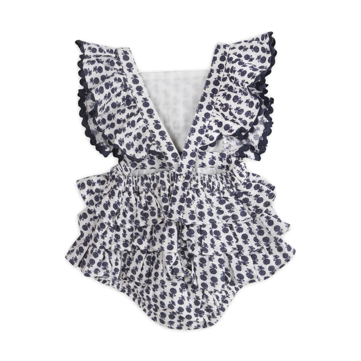 Viverano Organics Everly Blue Floral Romper W/Headband