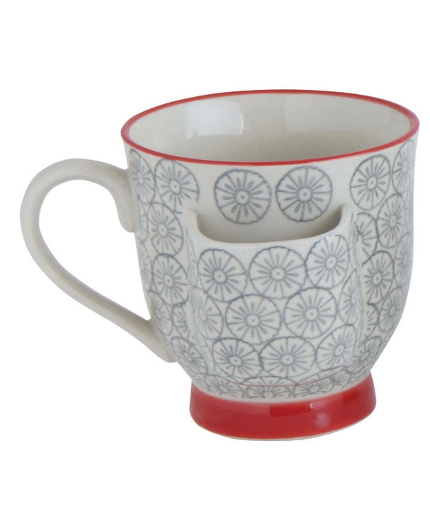 Creative Co-op Stoneware Mugs With Tea Bag Holder