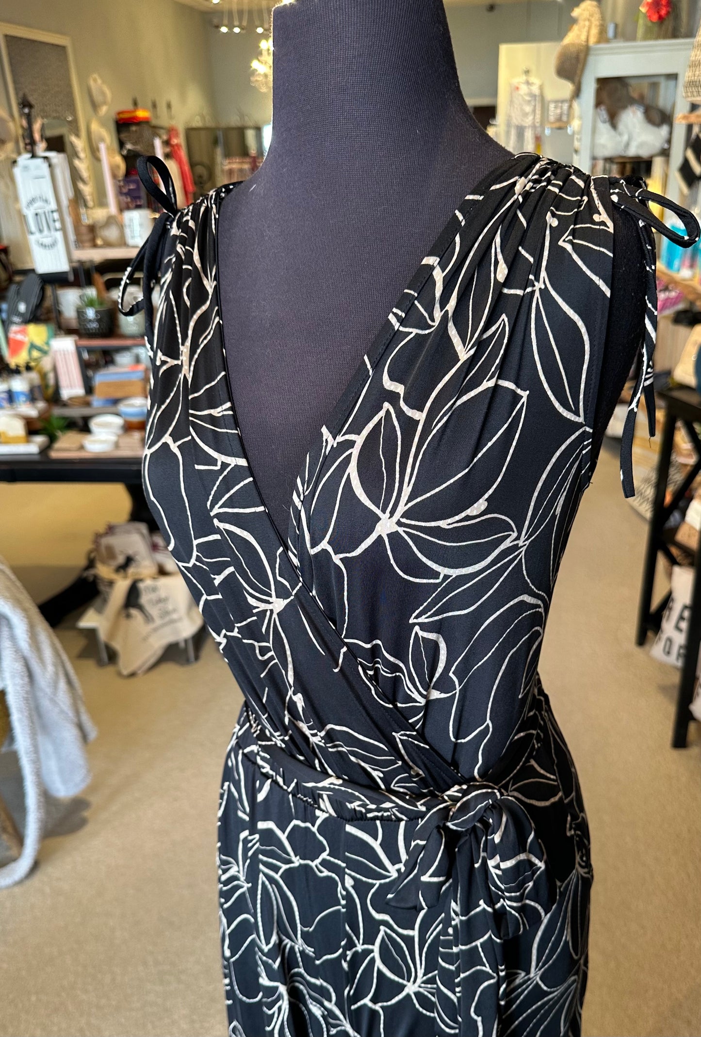 Ariella Printed Surplice Jumpsuit W/Belt