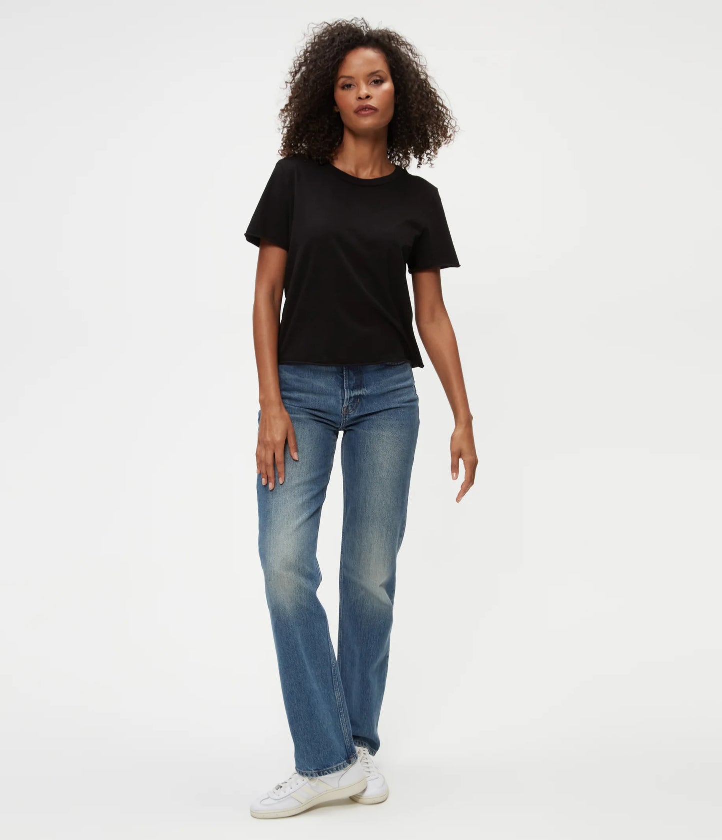 Michael Stars Jackie Raw Edge Crew Neck Tee