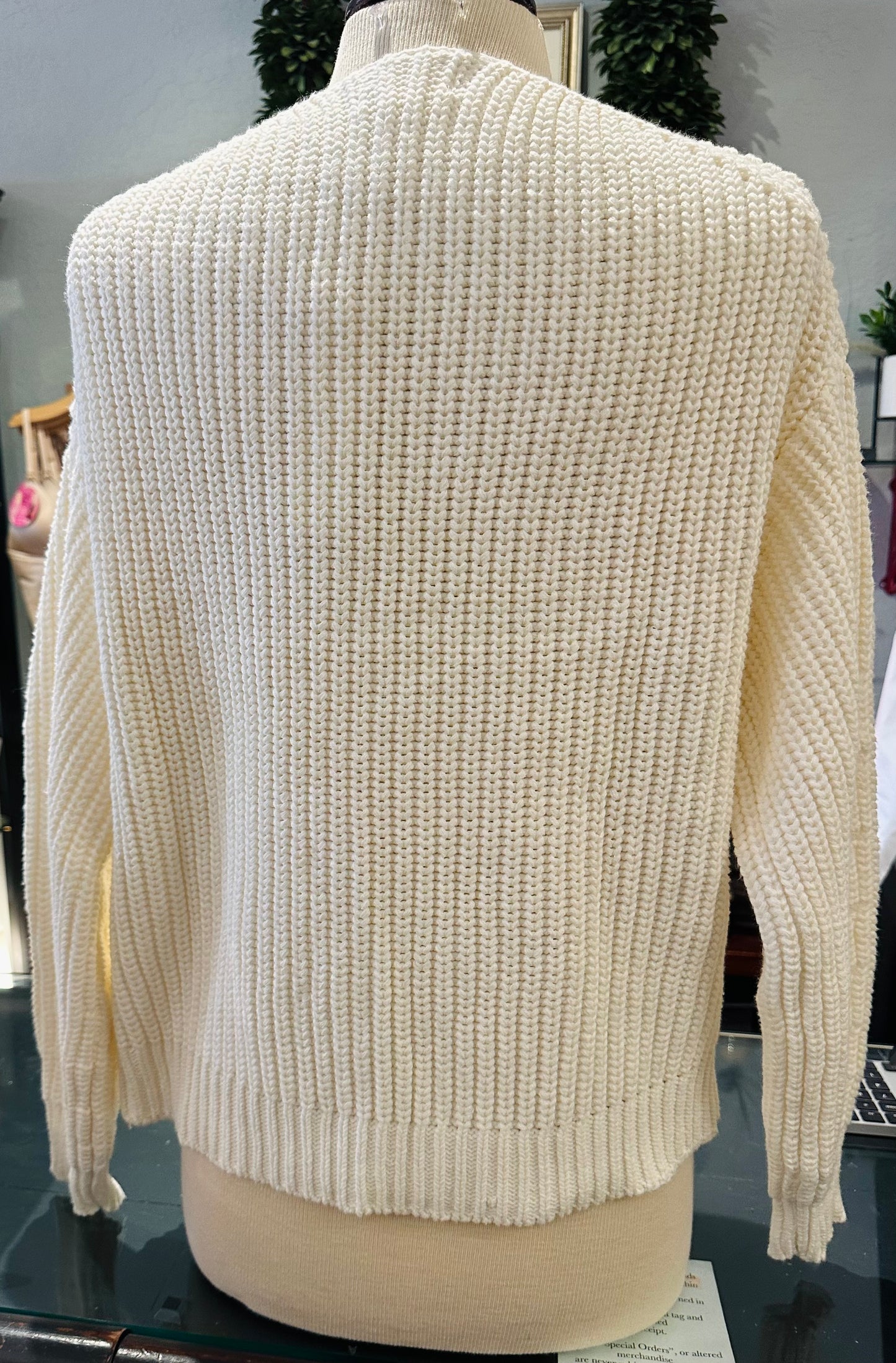 Bluivy Ivory Knit V-Neck Pullover