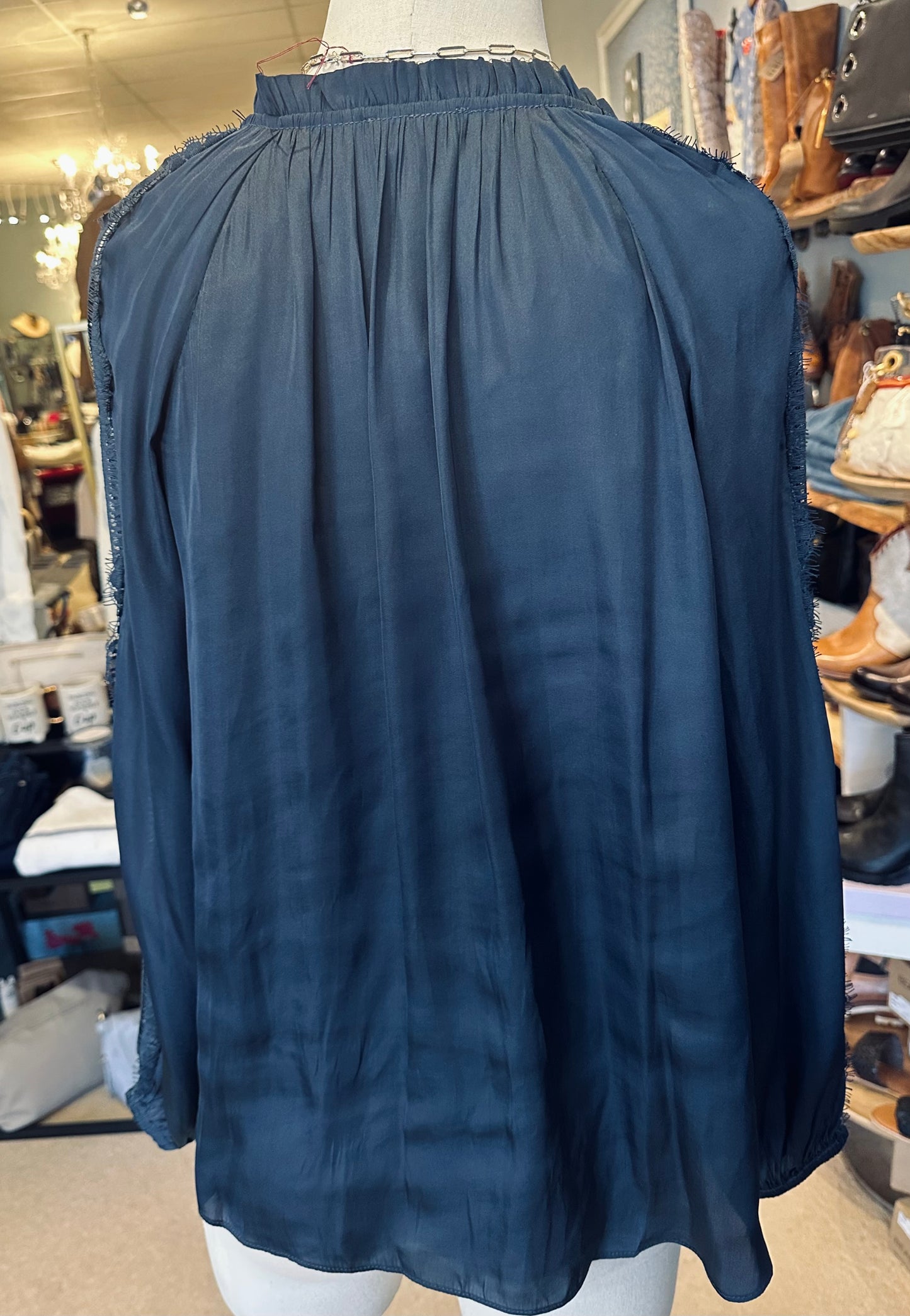 Current Air Navy Lace Detail Blouse
