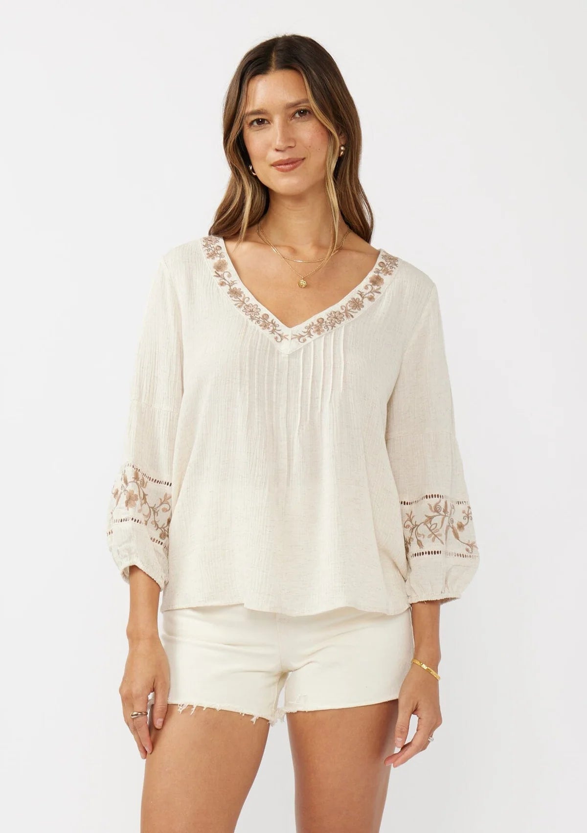 Lovestitch V-Neck Top With Embroidery