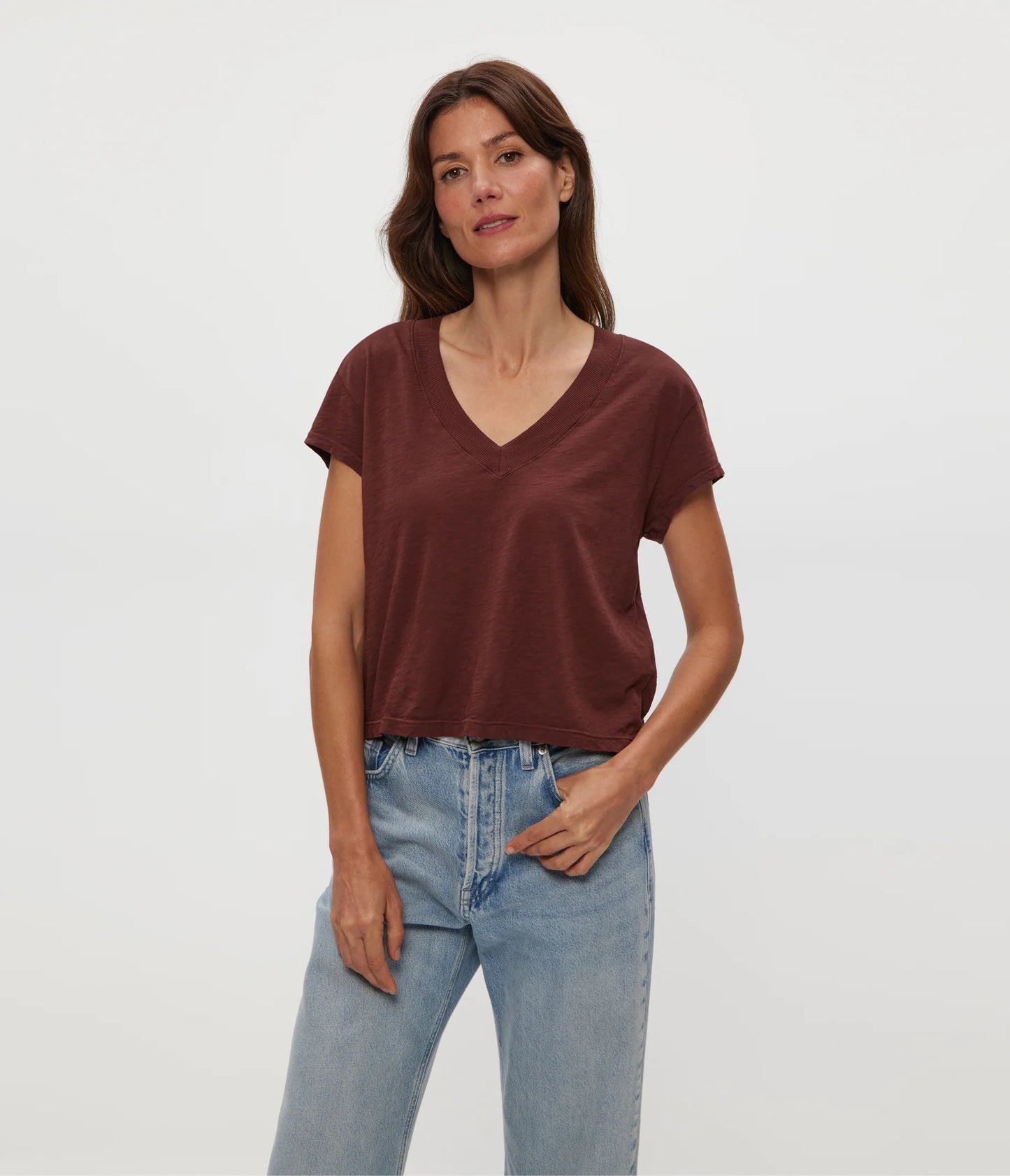 Michael Stars Harlan Cropped V-Neck Tee