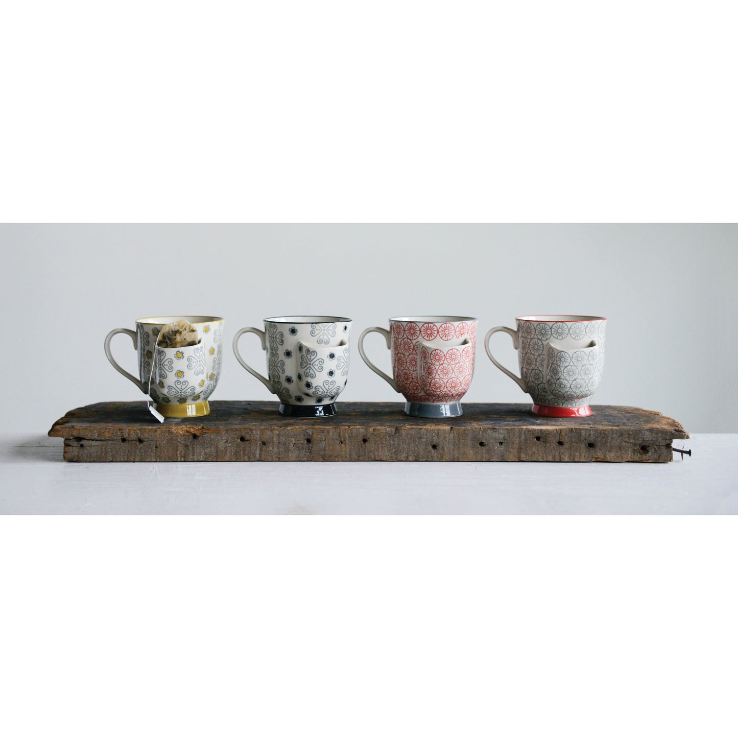 Creative Co-op Stoneware Mugs With Tea Bag Holder