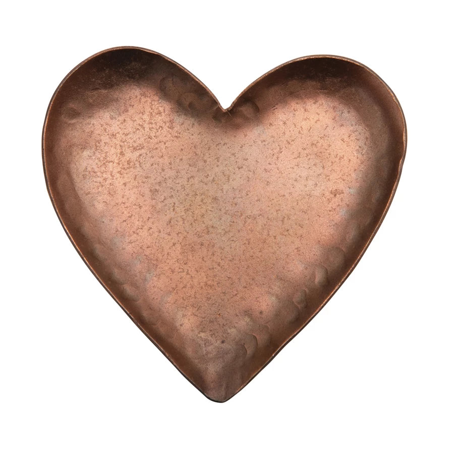 Creative Coop Heart Shaped Dish - Pounded Metal Copper Plated
