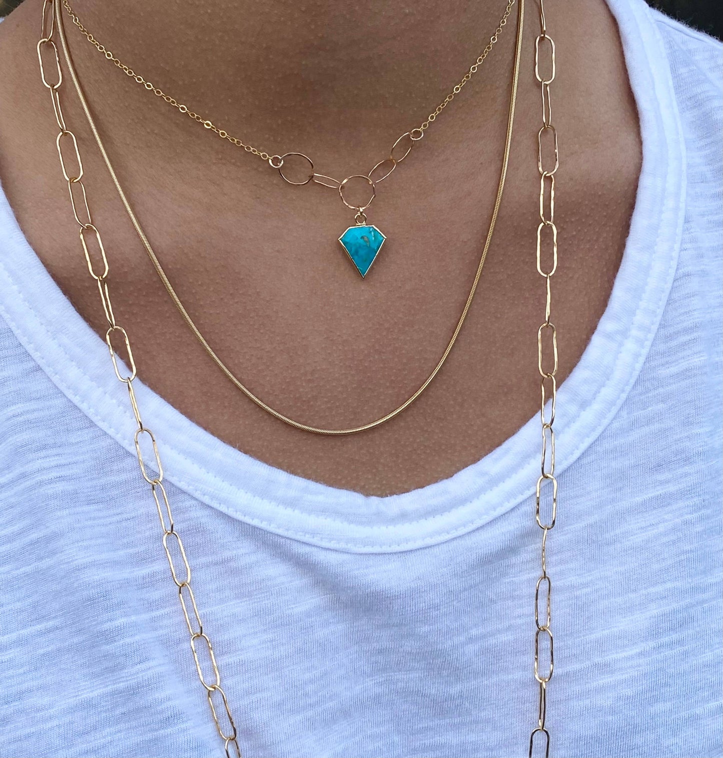 Turquoise shield necklace