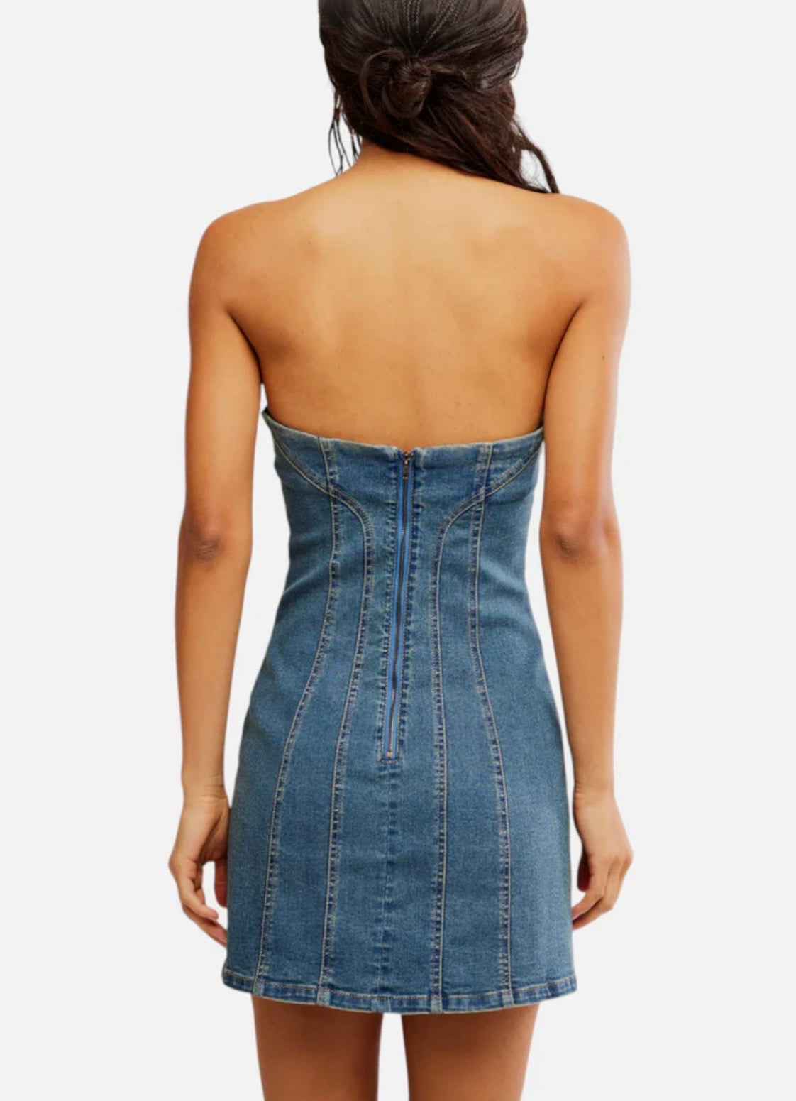 Free People Alexa Denim Mini Dress Stonewash