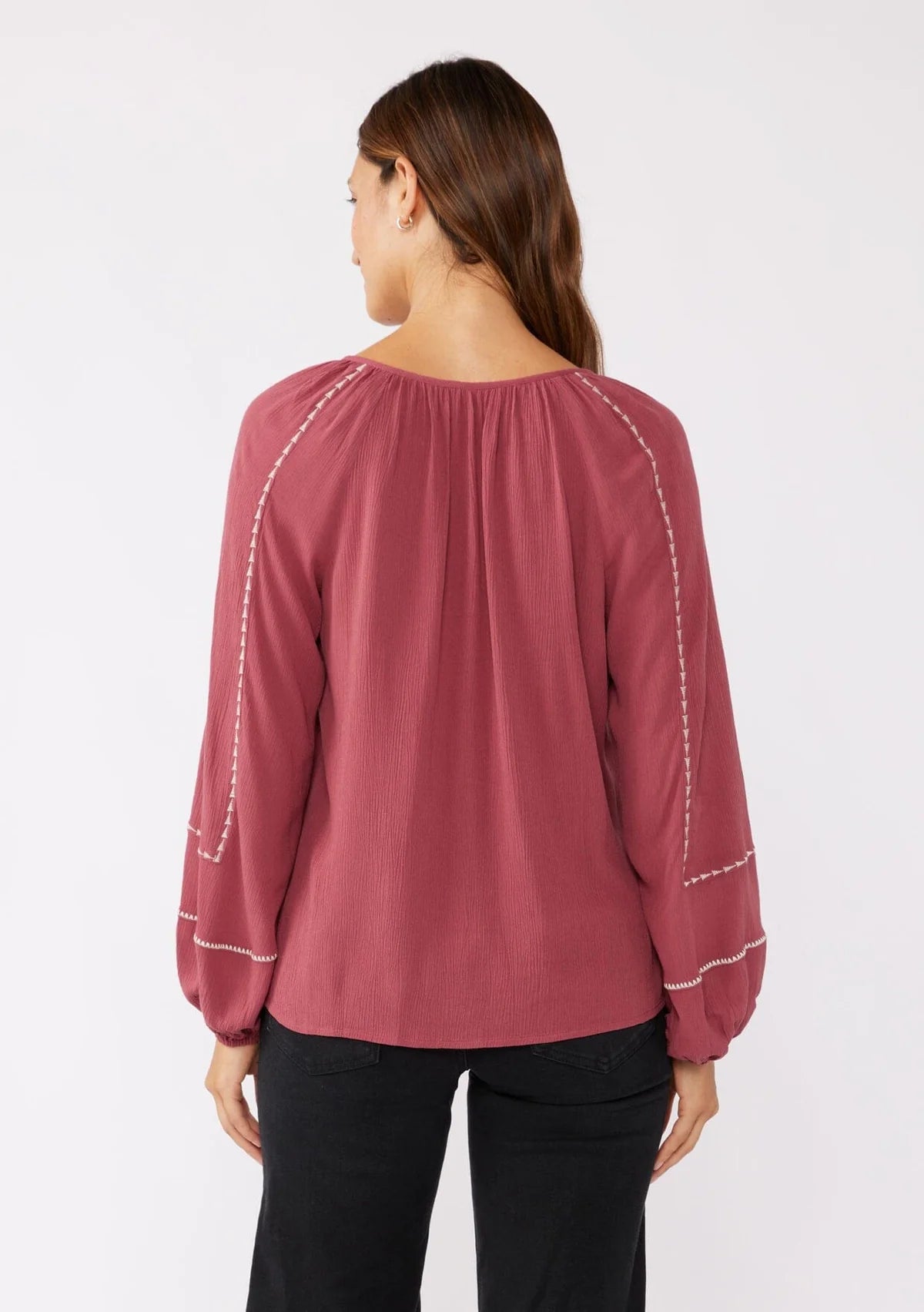 Lovestitch Embroidered Blouse Mauve/Natural