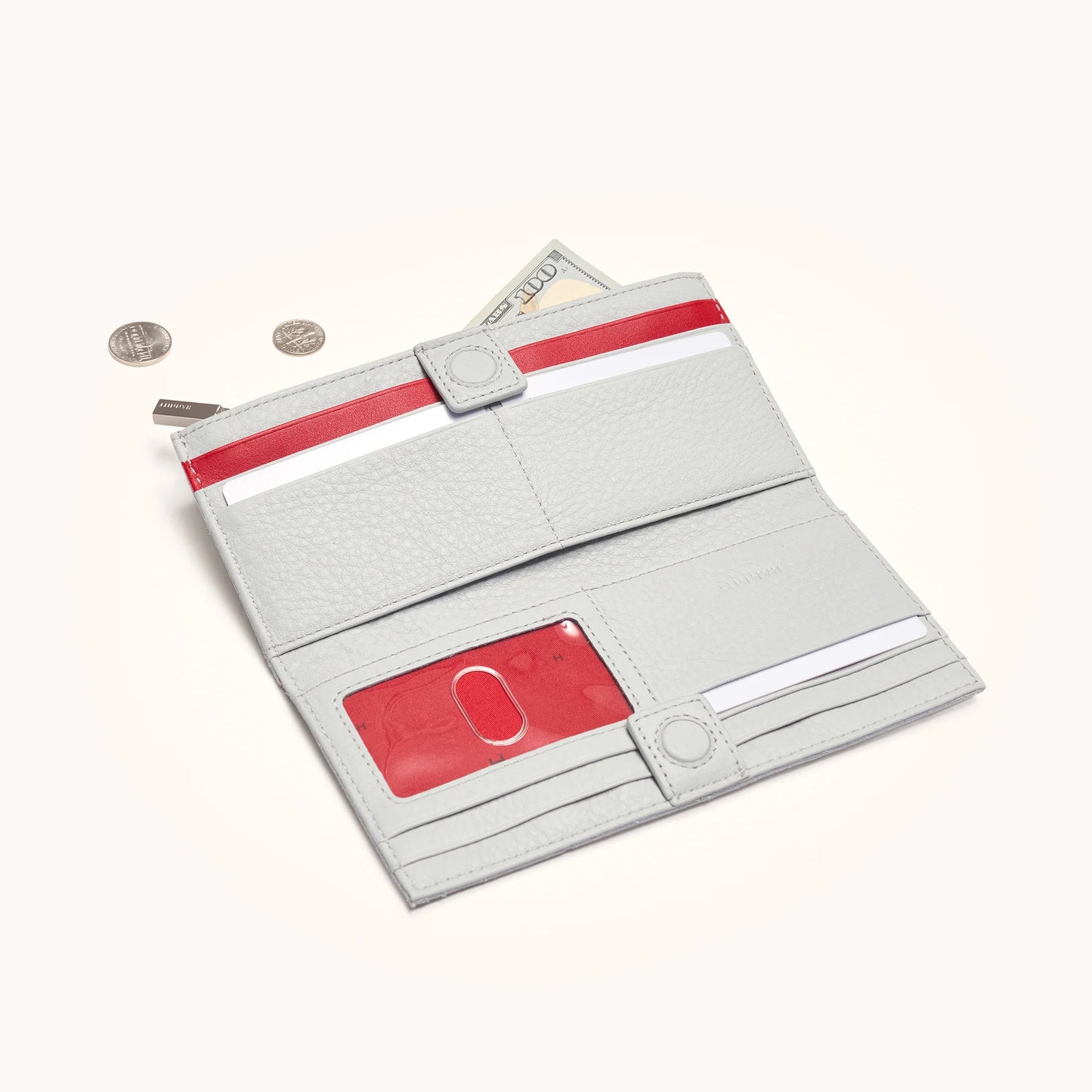 Hammitt 110 North Wallet In Bluebird Brushed Silver