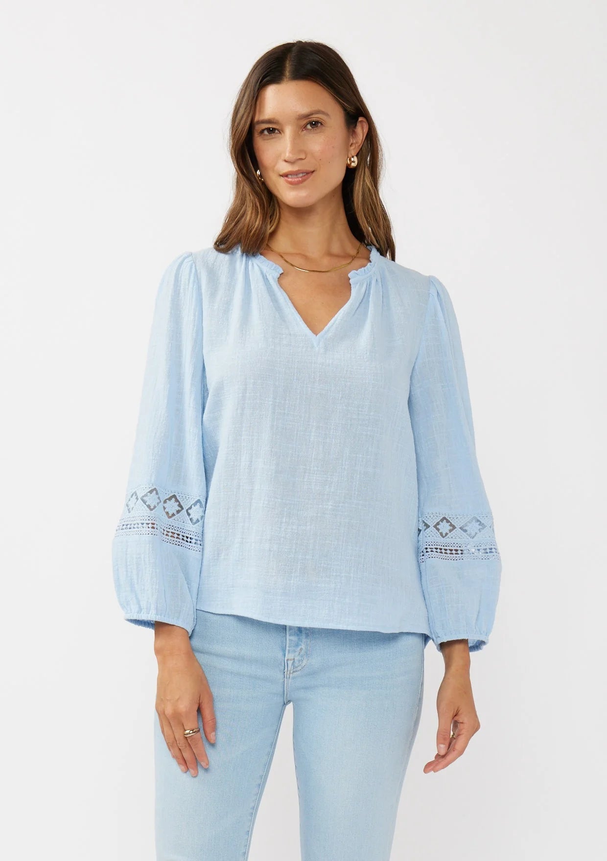 Lovestitch Chambray Blue Cotton Gauze Blouse