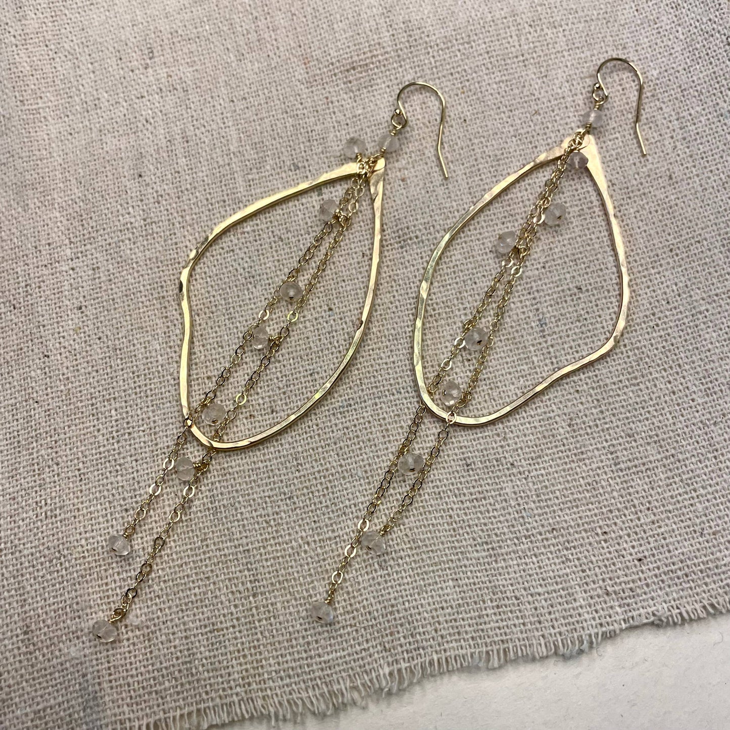 Organic Bead and Chain Earrings: Gold Filled / Citrine