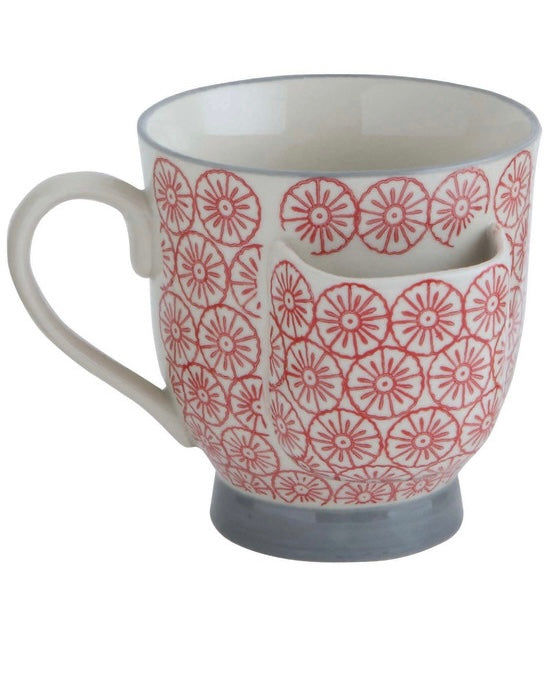 Creative Co-op Stoneware Mugs With Tea Bag Holder