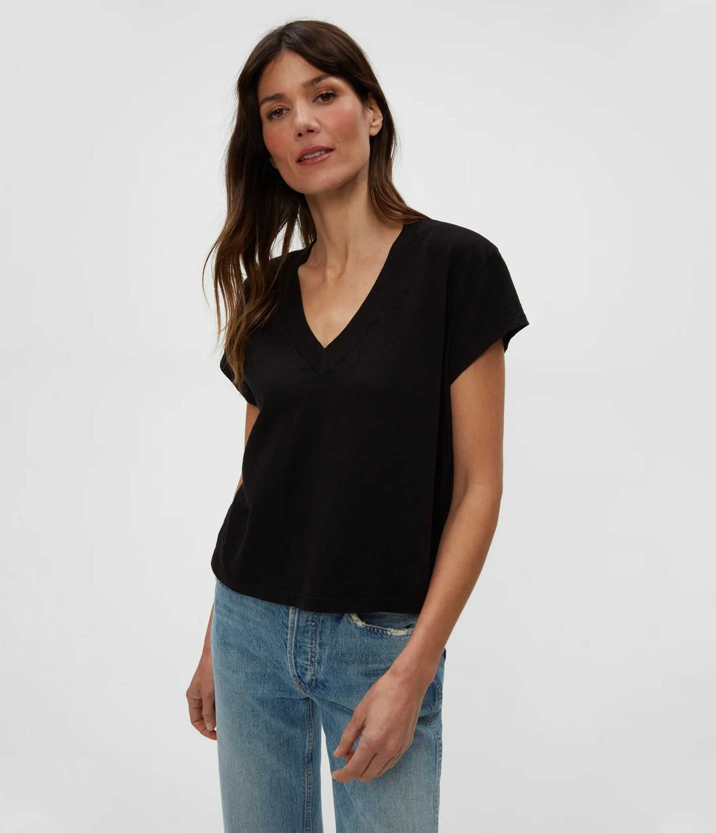 Michael Stars Harlan Cropped V-Neck Tee