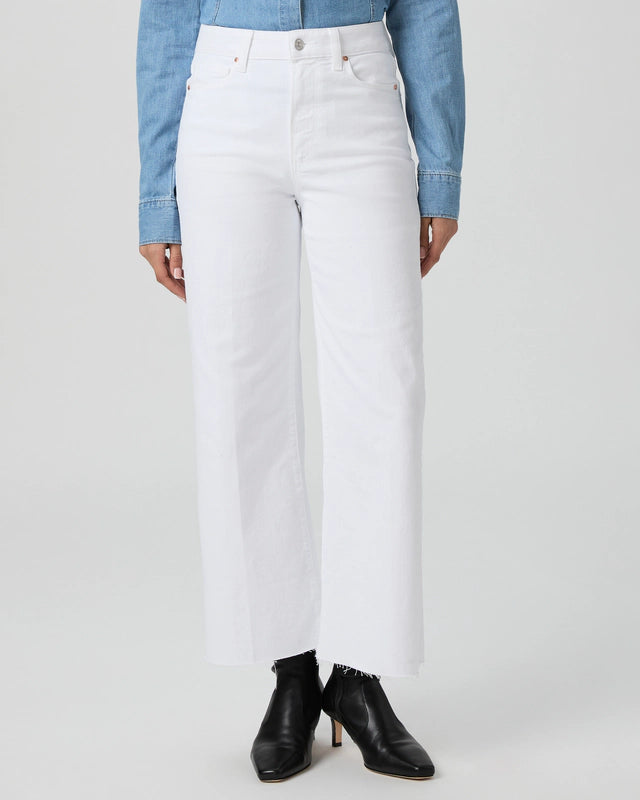 Paige Anessa Wide Leg Jean Raw Hem Crisp White