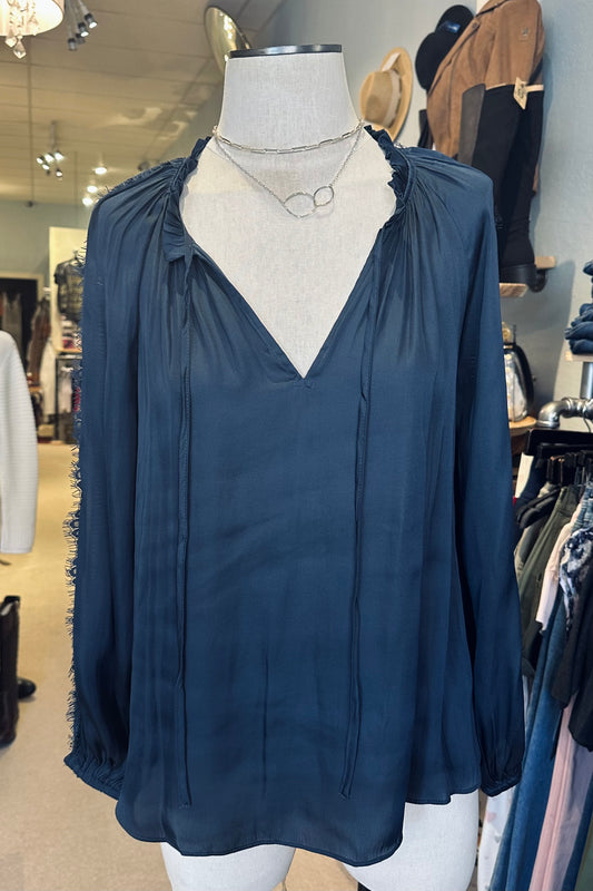 Current Air Navy Lace Detail Blouse