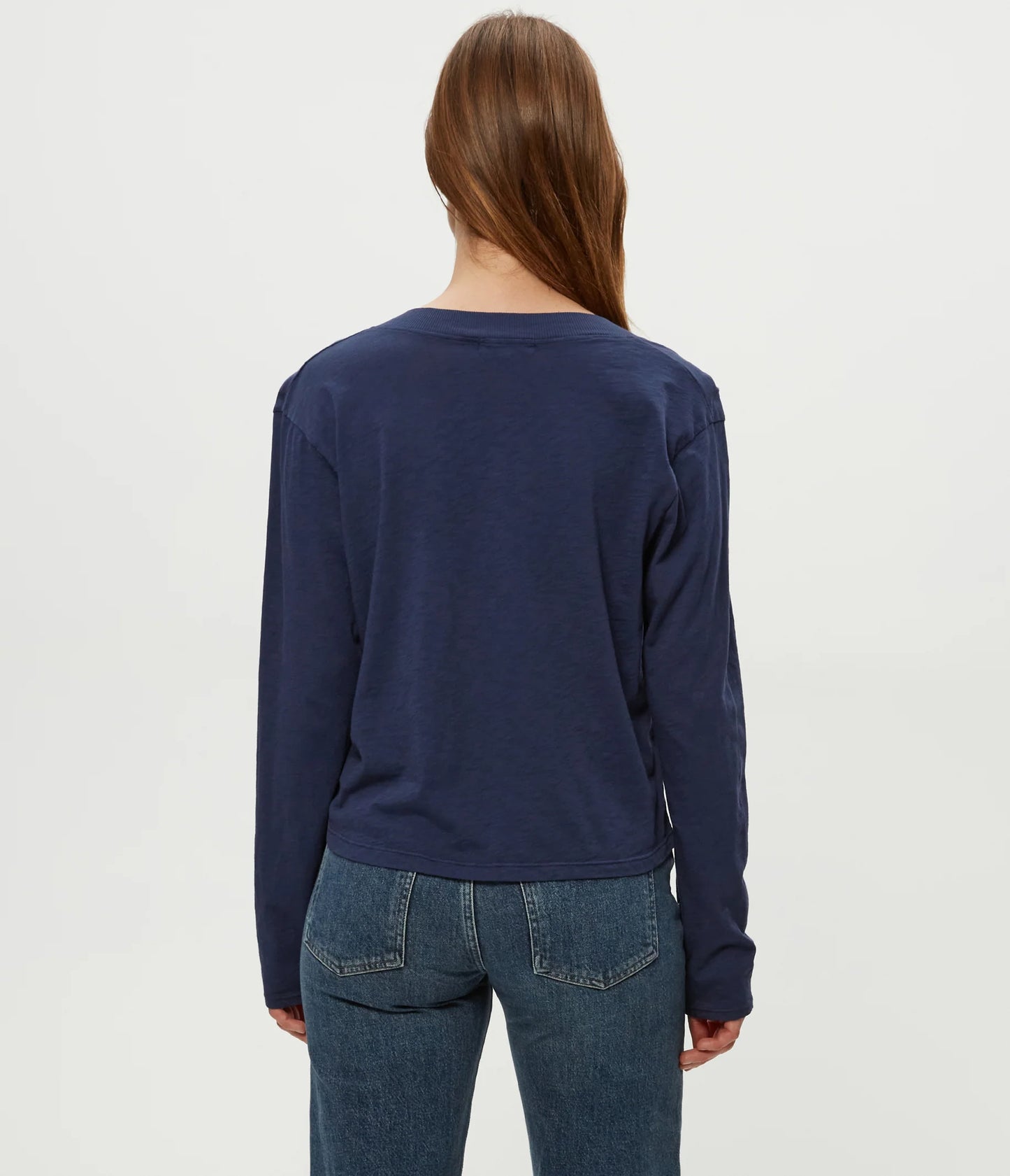 Michael Stars Brea Cropped L/S V-Neck Tee