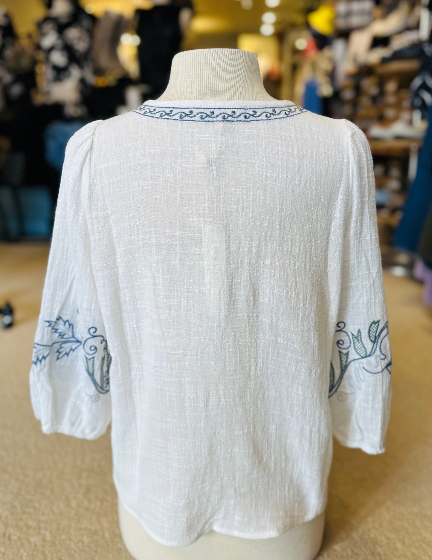 Lovestitch Boho Embroidered Tie Front Blouse
